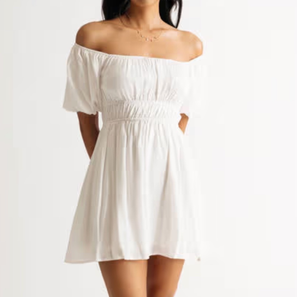 Boho Off Shoulder White Mini Dress